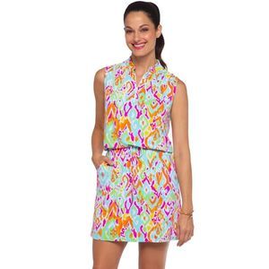 IBKUL Tillie Sleeveless Drawstring Dress Seafoam Multi S M L XL